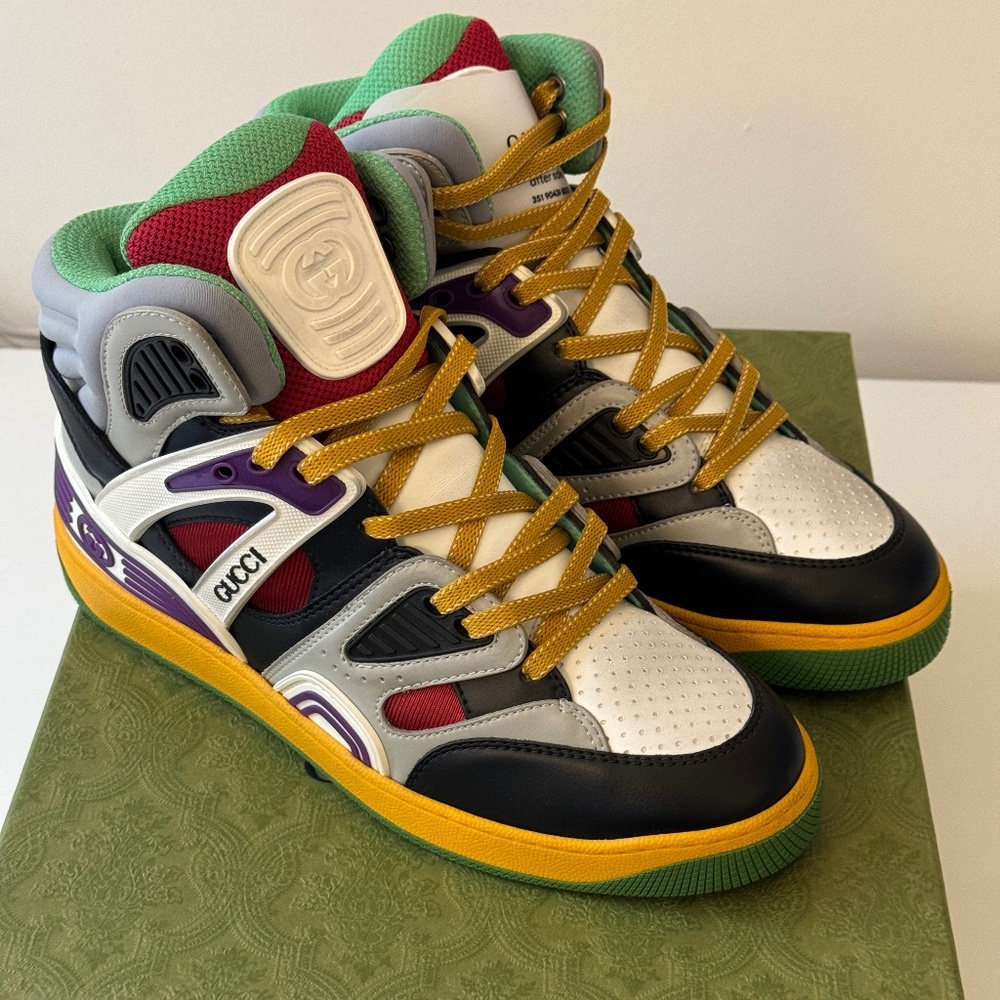 sz 7G - Gucci Basket Demetra black green red High top sneakers